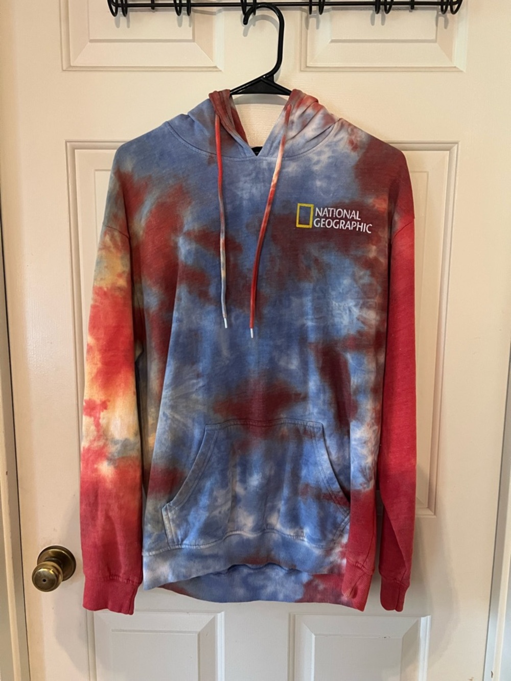 National Geographic Men's Tie-Dye Crewneck Hoodie - Blue Red Yellow